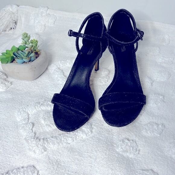 Michael Kors Black Glitter Strappy Kitten Heels size 9.5 - Picture 4 of 10